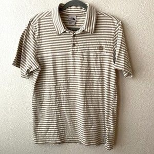 The North Face Mens Shirt Size Medium Stripes Polo Short Sleeve Beige